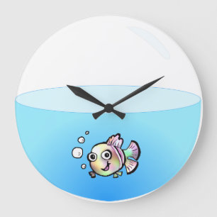 Fish Bowl Clock Große Wanduhr