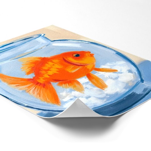 Fish Bowl | Goldfish Watercolor Painted Poster (Ecke)