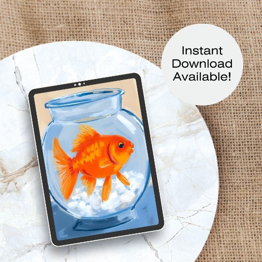 Fish Bowl | Goldfish Watercolor Painted Poster