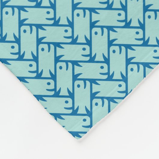 Fish Braid Aqua Blue Fleece Blanket (Ecke)