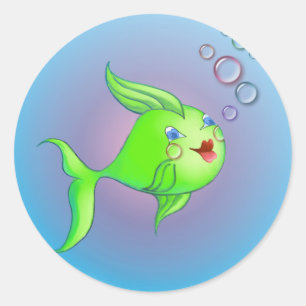 FISH BUBBLE VON SHARON SHARPE RUNDER AUFKLEBER