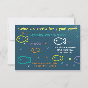 Fish & Bubbles - 3x5 Poolparty-Einladung Einladung
