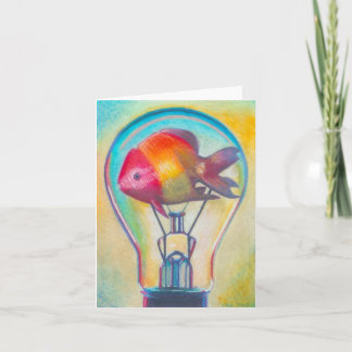 "Fish Bulb" Surreal Art Notecard by Ashazart Karte