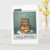 Fish Burger Cat Funny Birthday Card Karte (Gelbe Blume)