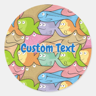 Fish Cartoon Classic Round Aufkleber