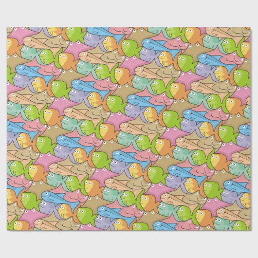 Fish Cartoon Geschenkpapier (Flach)