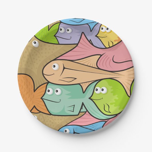 Fish Cartoon Pappteller (Vorderseite)