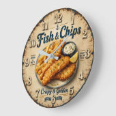 Fish & Chips Vintage Kitchen Große Wanduhr (Winkel)