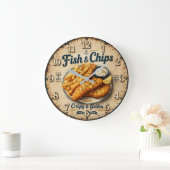 Fish & Chips Vintage Kitchen Große Wanduhr (Zuhause)