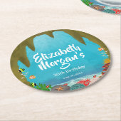 Fish, Coral and Plant Under the Sea Cave Birhday Runder Pappuntersetzer (Angewinkelt)