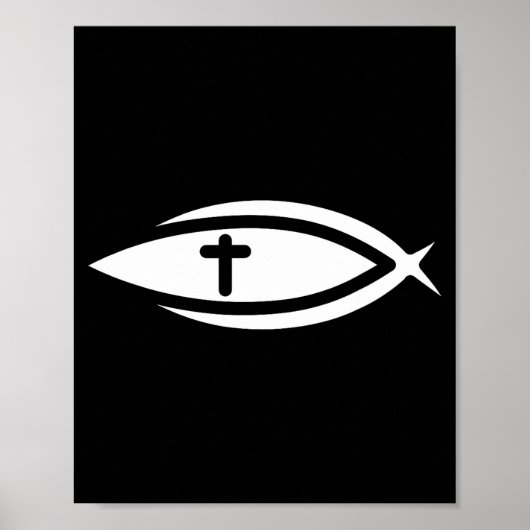 Fish Cross Jesus Christian Prayers Mens Womens  Poster (Vorne)