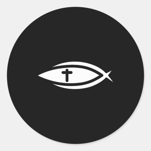 Fish Cross Jesus Christian Prayers Mens Womens Runder Aufkleber (Vorderseite)