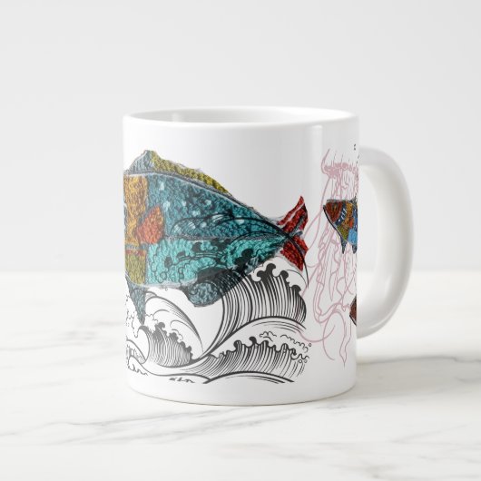 fish design mug/needle punch design/elements Jumbo-Tasse (Vorderseite Rechts)