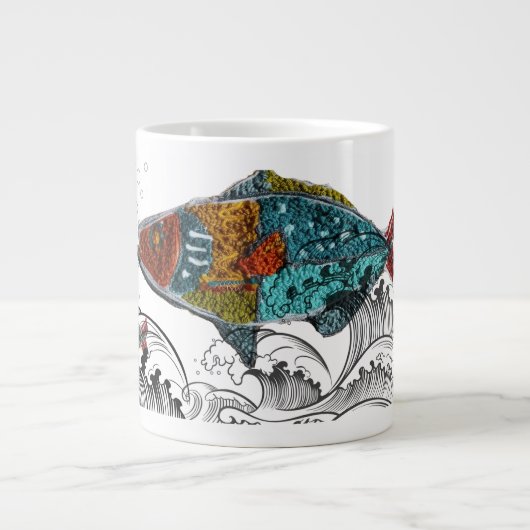fish design mug/needle punch design/elements Jumbo-Tasse (Vorderseite)