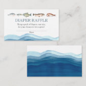 FIsh Diaper Raffle Babydusche Beilage Begleitkarte (Vorne/Hinten)