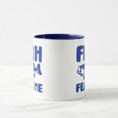 Fish Fee Me Blue Art Fischen Fischerdesign Tasse (Zentrum)