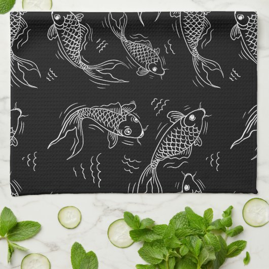 fish fishmonger seafood caviar cuts geschirrtuch (Gefaltet)