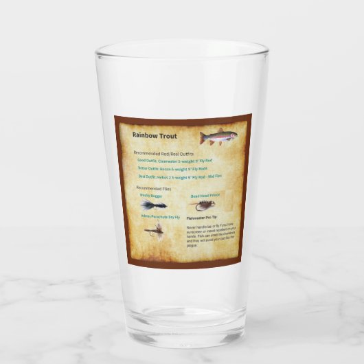 Fish Flashcards on a pint glass - Regenbogenforell Glas (Rückseite)