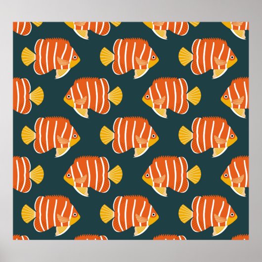 Fish Frenzy: Vintages Nahtloses Design Poster (Vorne)