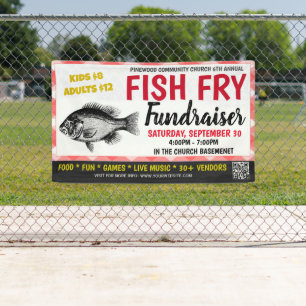Fish Fry Fundraiser Banner mit qr Code