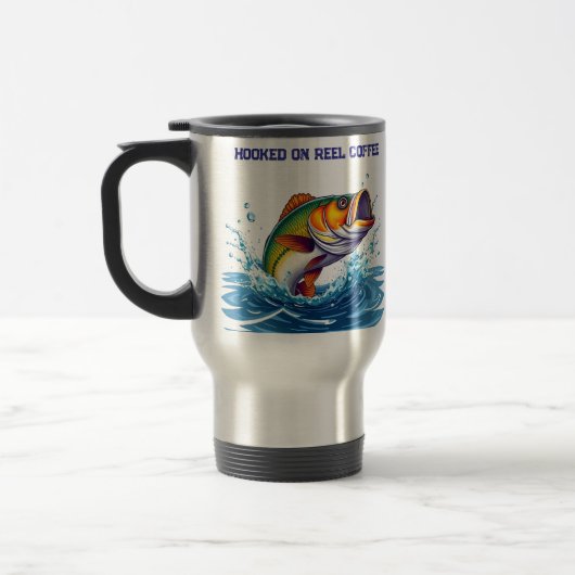 Fish-Funny-Hooked on Reel Coffee Reisebecher (Links)