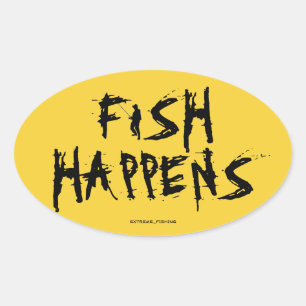 FISH HAPPENS OVALER AUFKLEBER