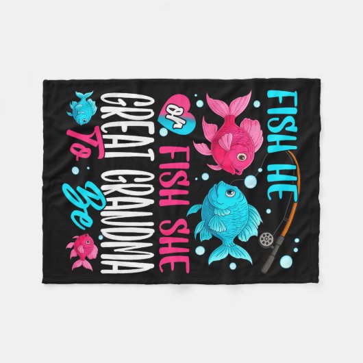 Fish He Or Fish She Gender Reveal Family Great Gra Fleecedecke (Vorderseite (Horizontal))