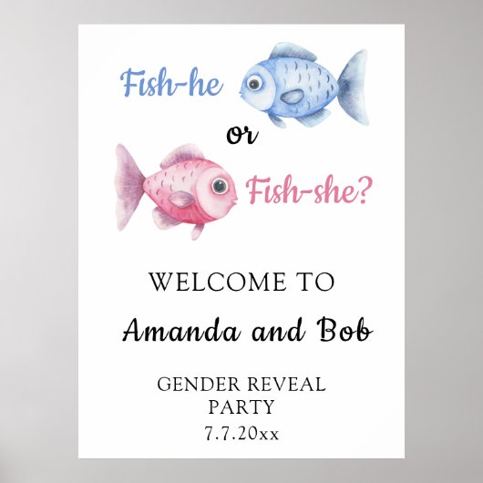 Fish-he or Fish-she Gender reveal Welcome Poster (Vorne)
