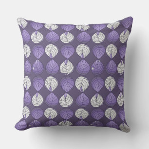 Fish Head Blätter Lilac White Black Kissen