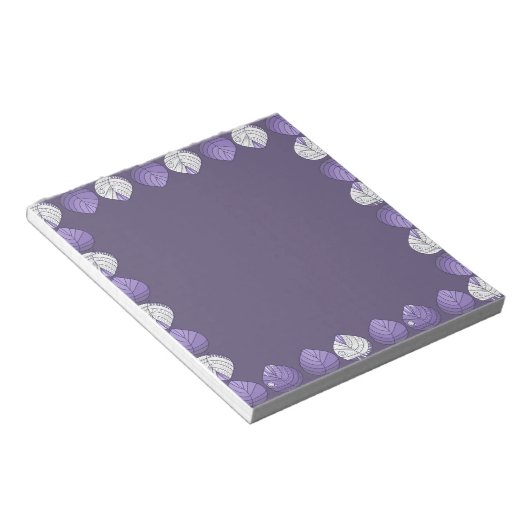 Fish Head Blätter Lilac White Black Notizblock (angewinkelt)