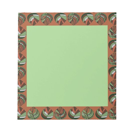 Fish Head Blätter Lilac White Black Notizblock (Vorderseite)