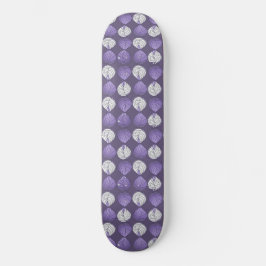 Fish Head Blätter Lilac White Black Skateboard