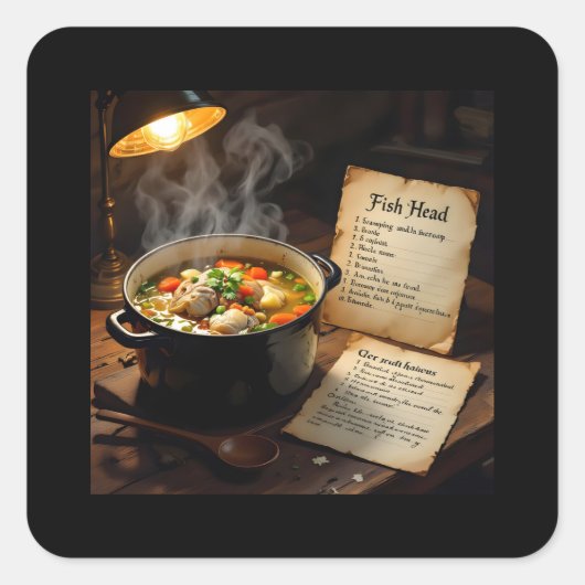 Fish head soup caribbean quadratischer aufkleber (Vorderseite)