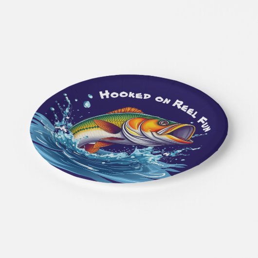 Fish-Hooked on Reel Fun Pappteller (Schrägansicht)