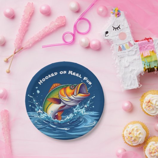 Fish-Hooked on Reel Fun Pappteller (Party)