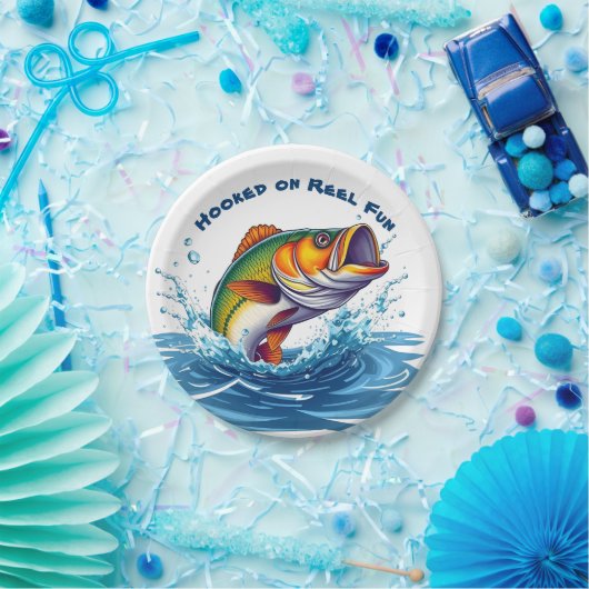 Fish-Hooked on Reel Fun Pappteller (Party)