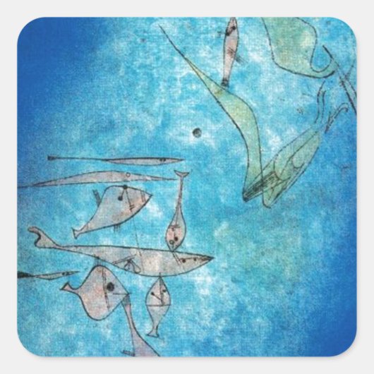 Fish Image von Paul Klee Quadratischer Aufkleber (Vorderseite)