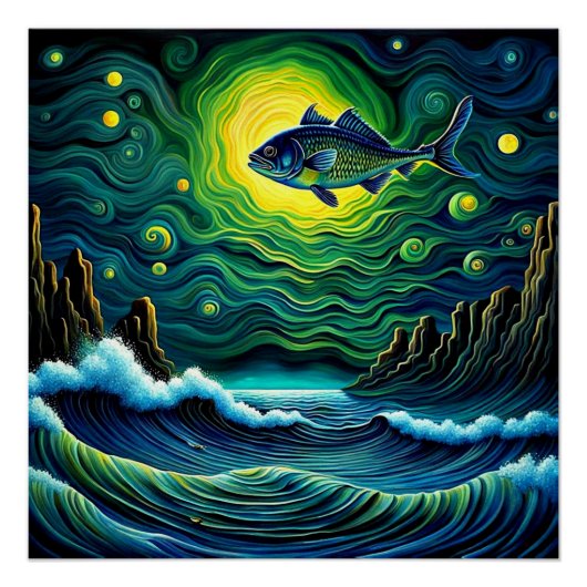 Fish in Moonlight Poster (Vorderseite)