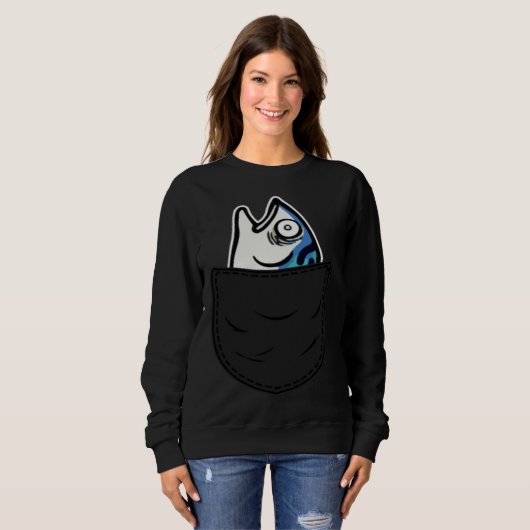 Fish in Pocket Meme Animal Sweatshirt (Vorne ganz)