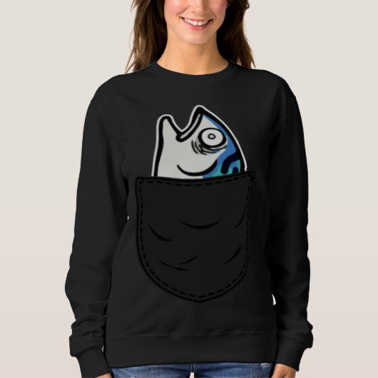 Fish in Pocket Meme Animal Sweatshirt (Vorderseite)