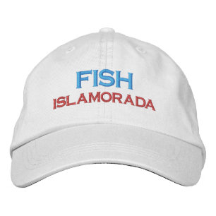 FISH ISLAMORADA FLORIDA KEYS FISCHEREIHAT BESTICKTE BASEBALLKAPPE