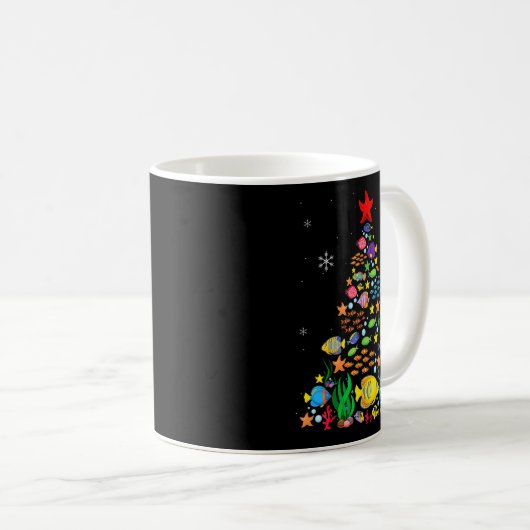 Fish Lovers Sea Beach Aquatic Christmas Tree Xmas Kaffeetasse (VorderseiteRechts)