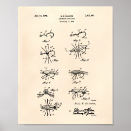 Fish Lure 1949 Patent Art Old Peper Poster