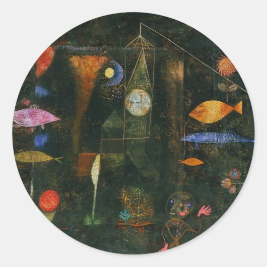 Fish Magic - Paul Klee Runder Aufkleber (Vorderseite)