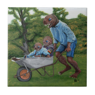 Fish Man Autumn Fantasy Art Keramik Tile Fliese