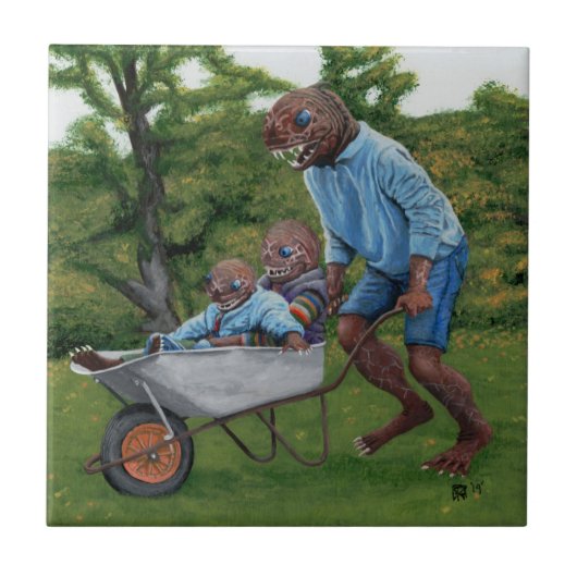 Fish Man Autumn Fantasy Art Keramik Tile Fliese (Vorderseite)