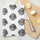 Fish Monochrome Tea Towel Geschirrtuch (Viertel Falte)