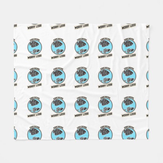 Fish More Worry Less Fleecedecke (Vorderseite (Horizontal))