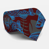 Fish Pattern 01 Versteckte Knochen.B DRed BG Krawatte (Gerollt)