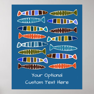 Fish Pattern benutzerdefinierte Text- und Farbpost Poster